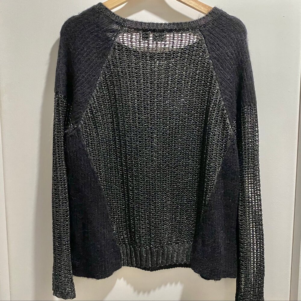 10) Eileen Fisher Mohair Alpaca Open Knit Preppy Boho Fisherman Grunge Sweater L - Picture 3 of 8